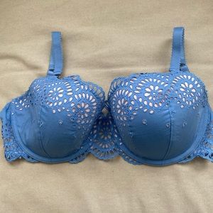 Stella McCartney Blue Eyelet Bra 36DD